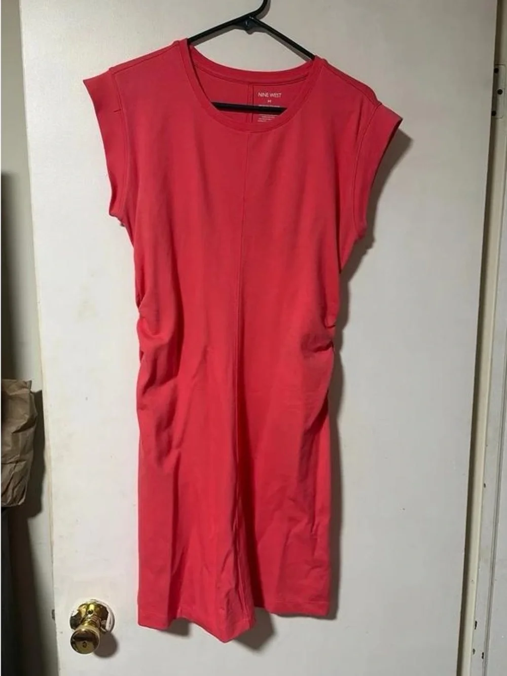Nine West Coral Cap-Sleeve Maxi Dress - Casual Straight Silhouette